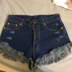 Nasty Gal denim shorts medium frayed high waisted